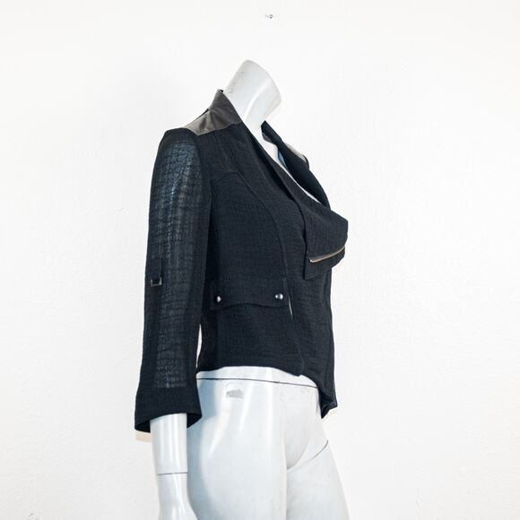 Vtg Helmut Lang Made in USA light Moto jacket Top In Black Size Small - Picture 7 of 12